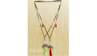 bronze caps silver elephant tassels beads necklaces